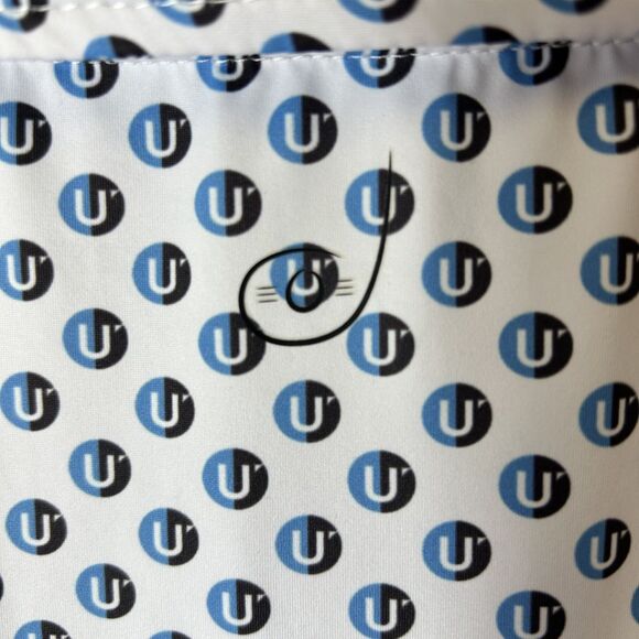 Old Fashioned Golf BreakthrU White Blue Black Geo Print Performance SS Polo Sz L - Picture 9 of 11